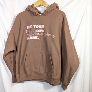 Champion Graphic Women's Pullover Hoodie Athletic Athleisure Brown Pink 2X‎